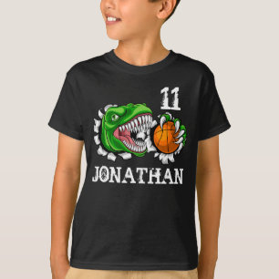 Personalised T-Rex Basketball 11th Birthday Dino T-Shirt