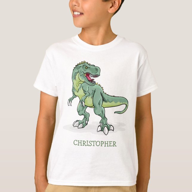Personalised t-rex boy birthday gifts tyrannosaur T-Shirt (Front)
