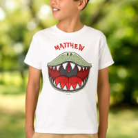 Personalised T-rex Dinosaur Green Mouth Kids Name