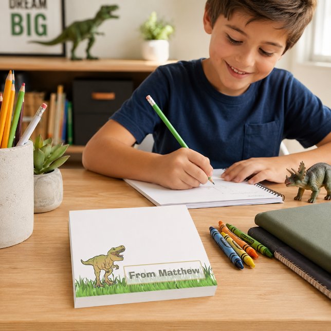 Personalised T-Rex Dinosaur Name Post-it Notes (Creator Uploaded)