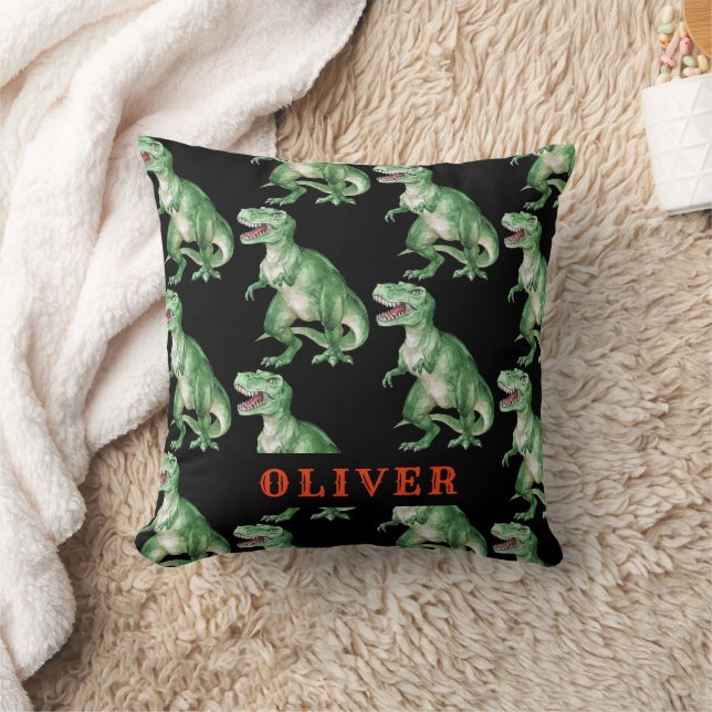 Personalised T Rex Dinosaur Pattern Watercolor  Cushion (Blanket)