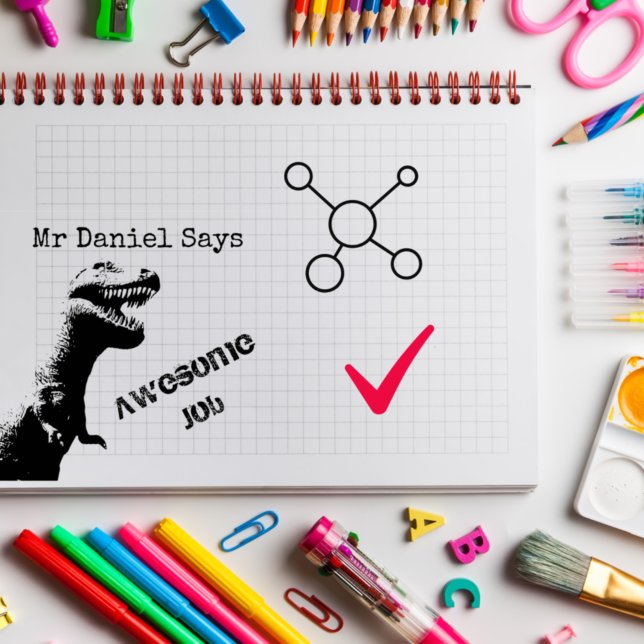 Personalised T-Rex Teachers Awesome Job Rubber Stamp (Creator Uploaded)