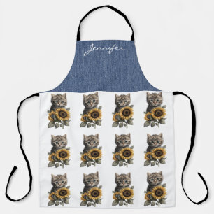 Personalised Tabby Cat Flower All-Over Print Apron