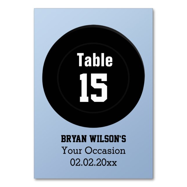 Personalised table numbers ice hockey theme (Front)