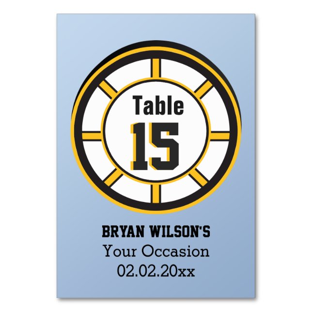 Personalised table numbers ice hockey theme (Front)