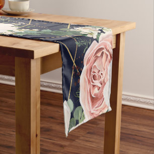Personalised Table Runner Geometric Garden Navy
