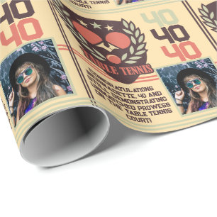 Personalised Table Tennis Name Photo Age Birthday Wrapping Paper