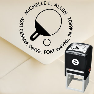  Personalised Table Tennis Round Return Address Self-inking Stamp