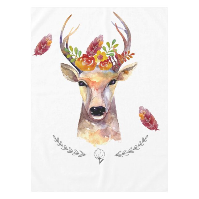 Personalised Tablecloth boho deer Buck Head Browni (Front)