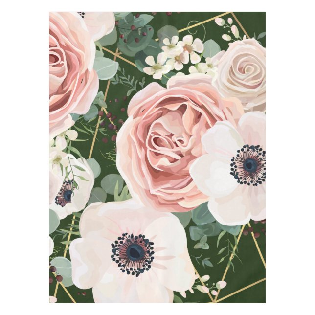 Personalised Tablecloth Geometric Garden Rose Hunt (Front)