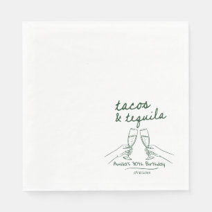 Personalised Tacos and Tequila Birthday Napkins