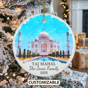 Personalised Taj Mahal Ornament, India Ceramic Tree Decoration