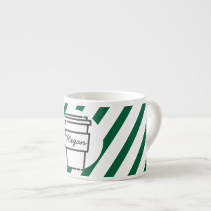 Personalised Take Out Coffee Cup Green Striped