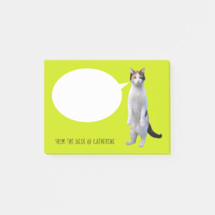 Personalised Talking Cat Lime Green Post-it Notes