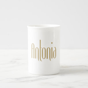 Personalised Tall Elegance Gold Antonia Bone China Mug