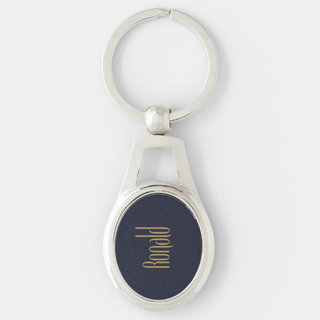 Personalised Tall Elegance Gold Ronald Key Ring (Front)