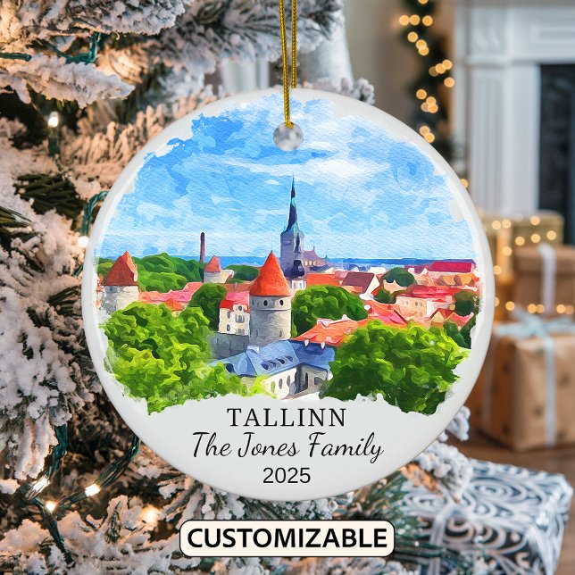 Personalised Tallinn Ornament, Estonia Ceramic Tree Decoration (Creator Uploaded)