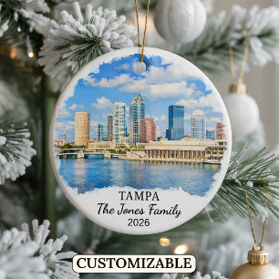 Personalised Tampa Ornament, Custom Florida Ceramic Tree Decoration