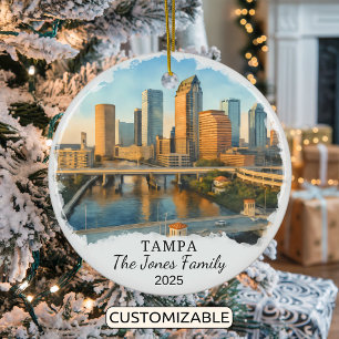 Personalised Tampa Ornament, Florida Ceramic Tree Decoration