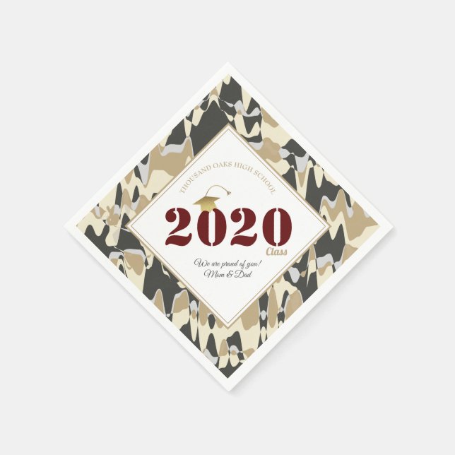 Personalised Tan Camouflage Pattern Graduation Napkin (Corner)