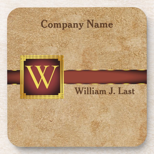Personalised Tan Chamois Faux Leather Coaster (Front)