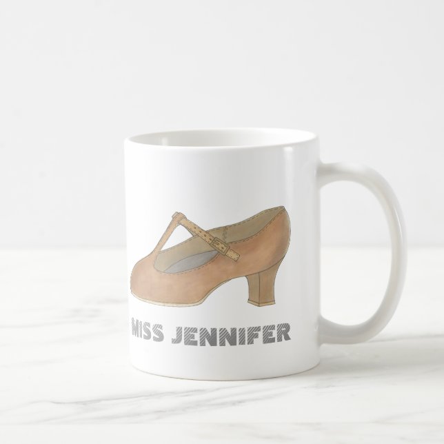 Personalised Tan Character Shoe Dance Teacher Gift Coffee Mug (Right)