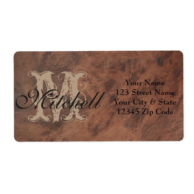 Personalised Tan Leather Shipping address labels (Front)