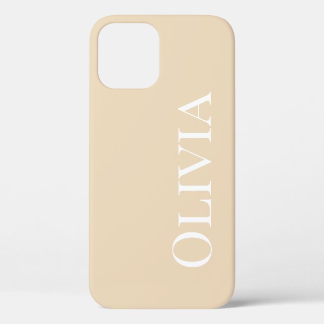 Personalised Tan Modern White Typography Case-Mate iPhone Case (Back)