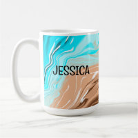 Personalised Tan to Blue Ombre Fluid Art  