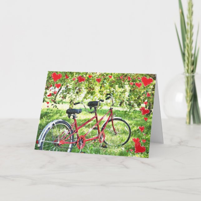Personalised Tandem Bike Congratulation on Wedding Holiday Card (Front)