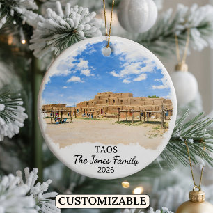 Personalised Taos Ornament, Custom New Mexico Ceramic Tree Decoration