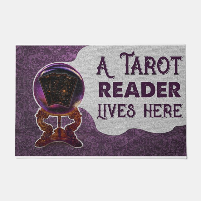 Personalised Tarot Cards A Tarot Reader Lives Here Doormat (Front)