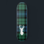 Personalised Tartan Christmas Clan Campbell Plaid Skateboard<br><div class="desc">Cute clan Campbell tartan plaid featuring deer silhouette and clan Campbell tartan in green,  and blue check.</div>