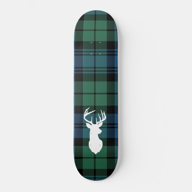 Personalised Tartan Christmas Clan Campbell Plaid Skateboard (Front)