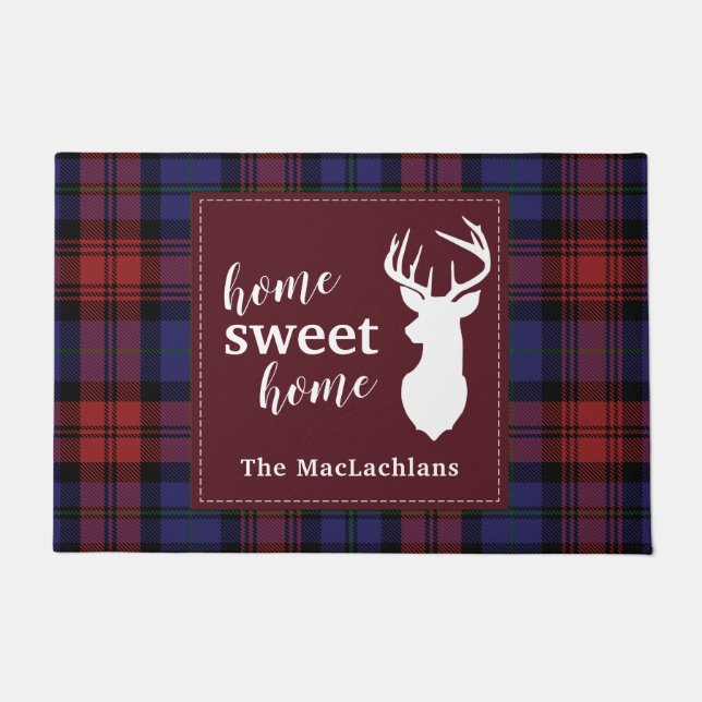 Personalised Tartan Christmas Clan MacLachlan Doormat (Front)