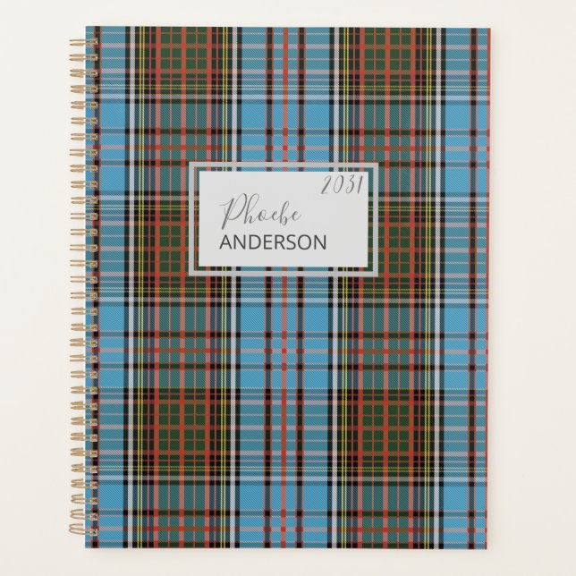 Personalised Tartan Clan Anderson Plaid Check Planner (Front)