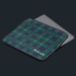 Personalised Tartan Clan Black Watch Plaid Custom Laptop Sleeve<br><div class="desc">Custom Clan Black Watch tartan blue green and dark grey check design laptop sleeve for anyone who loves classic and elegant cover for their treasured accessories. Perfect gift for family, dad, husband or other special gift giving occasions. Celebrate all things tradition and family clan with this cool Clan Black Watch...</div>