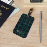 Personalised Tartan Clan Black Watch Plaid Custom Luggage Tag<br><div class="desc">Custom Clan Black Watch tartan blue green and dark grey check design luggage tag Perfect gift for family, dad, husband or other special gift giving occasions. Celebrate all things tradition and family clan with this cool Clan Black Watch tartan print luggage tag. Add a name by clicking the "Personalise" button...</div>