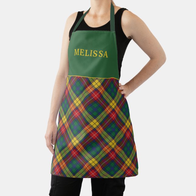 Personalised Tartan Clan Buchanan Plaid Pattern Apron (Insitu)