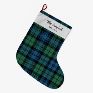 Personalised Tartan Clan Campbell Plaid Family Large Christmas Stocking