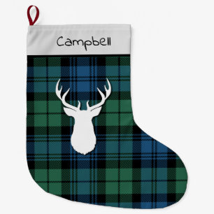 Personalised Tartan Clan Campbell Plaid Large Christmas Stocking
