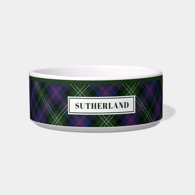 Personalised Tartan Clan Sutherland Plaid Pattern Bowl (Front)