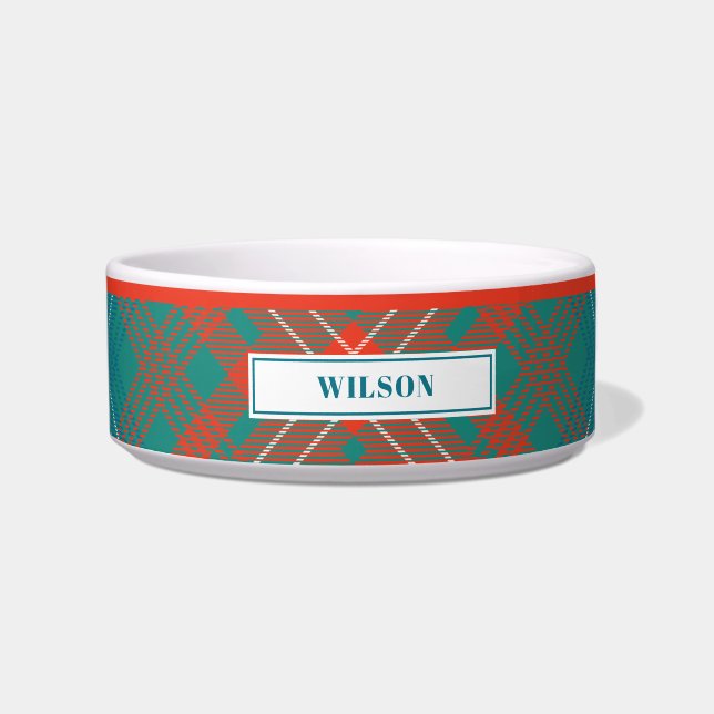 Personalised Tartan Clan Wilson Plaid Pattern Bowl (Front)
