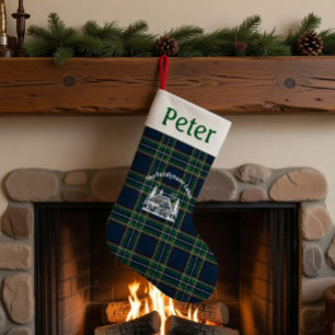 Personalised Tartan Family Cabin Christmas  Small Christmas Stocking