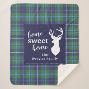Personalised Tartan Holiday Clan Douglas Plaid Sherpa Blanket
