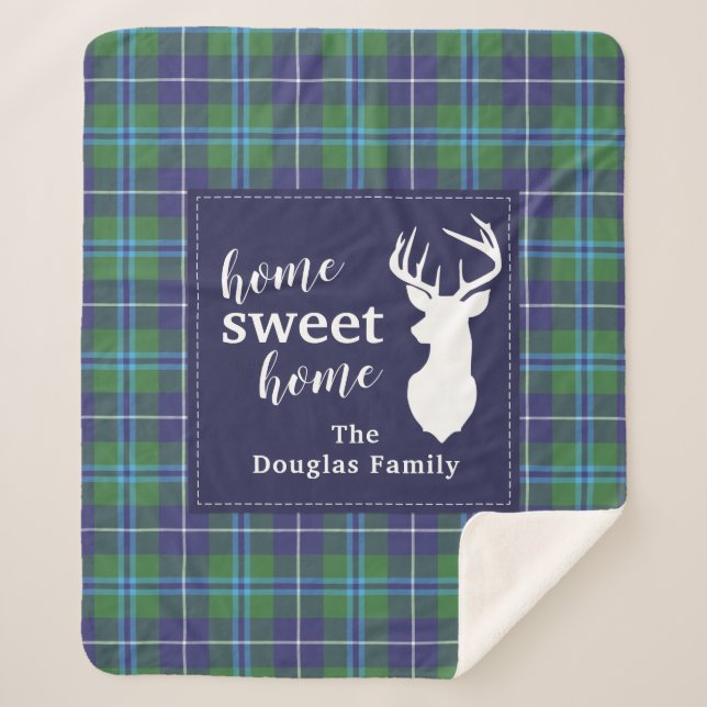 Personalised Tartan Holiday Clan Douglas Plaid Sherpa Blanket (Front)