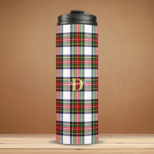 Personalised Tartan Monogram Name Christmas Thermal Tumbler