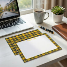 Personalised Tartan Note Card with Plaid Backgroun