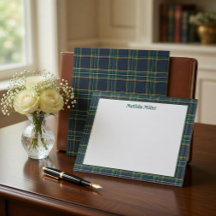 Personalised Tartan Note Card with Plaid Backgroun