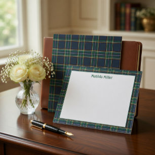 Personalised Tartan Note Card with Plaid Backgroun